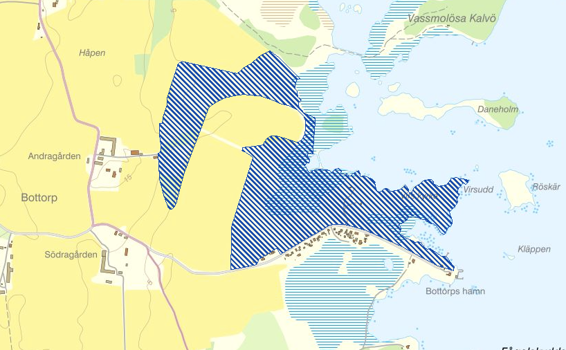 Natura 2000-områden vid Bottorp Karta Naturvårdsverket